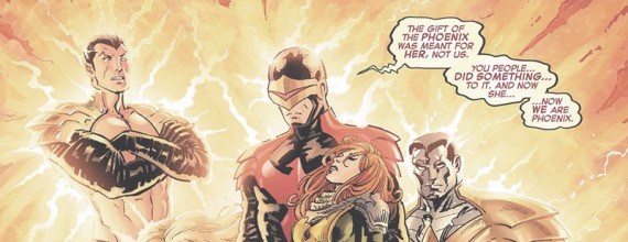 The Phoenix Five: Emma Frost, Cyclops, Namor, Colossus, Magick