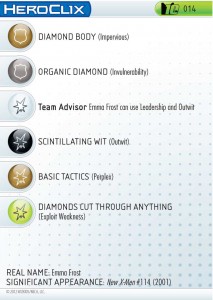 Emma Frost Diamond HeroClix, Back Card