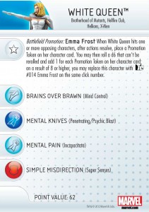 Emma Frost White Queen HeroClix, Front Card