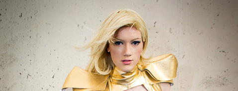 Cosplayer as Emma Frost in her Phoenix Five costume